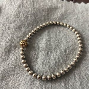 LAGOS silver caviar and 18k gold bead stretch bracelet